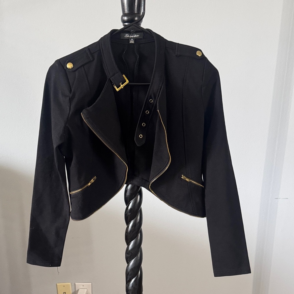 Shinestar Black Blazer with Gold Accents - Picture 1 of 4